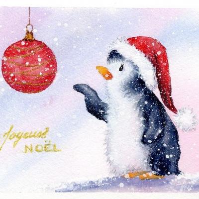 Le pingouin et la boule de Noël